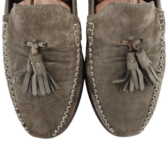 Vintage Salvatore Ferragamo Italy Dress Shoes Taupe Suede Tassel Loafers Men 8.5 main image 4